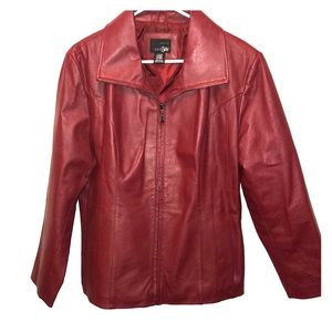 Burgandy east 5th Leather Jacket Petite XL